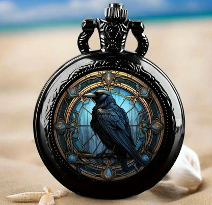 Unused item Blue Crow Design Pocket Watch Mini Watch Quartz Watch
