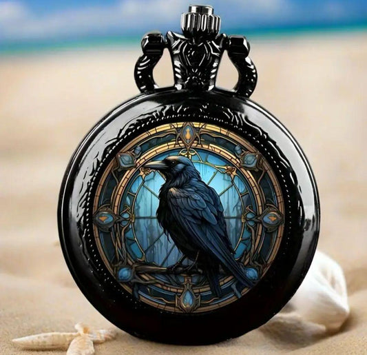 Unused item Blue Crow Design Pocket Watch Mini Watch Quartz Watch