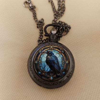 Unused item Blue Crow Design Pocket Watch Mini Watch Quartz Watch