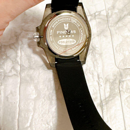 PINDOWS Sports Watch 50m Water Resistant Soft Silicon Band Sports Watch