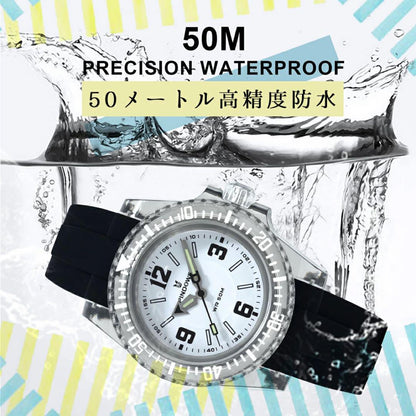 PINDOWS Sports Watch 50m Water Resistant Soft Silicon Band Sports Watch