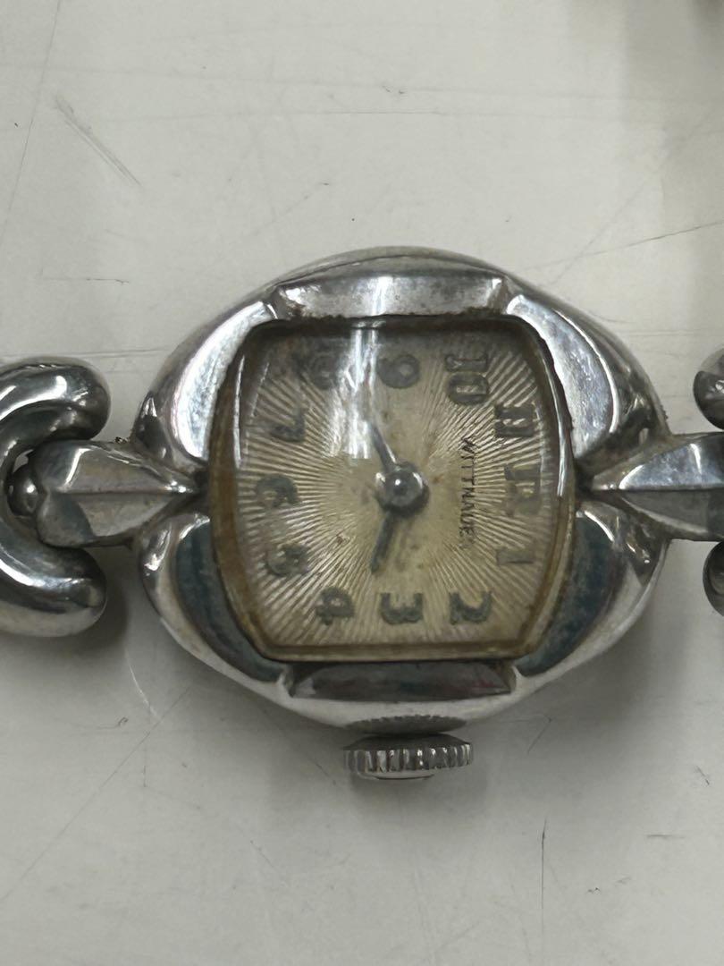 Silver Winding Watch Curved Design