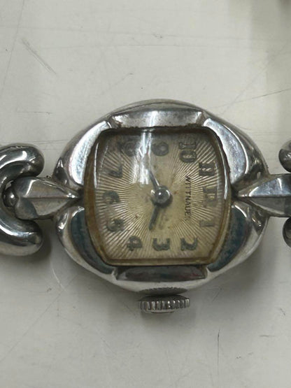 Silver Winding Watch Curved Design