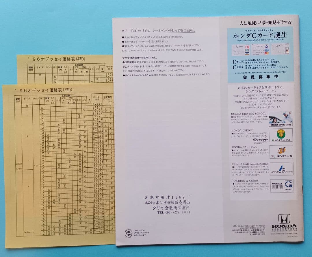 [Extremely Fine 1995] Honda Odyssey First Generation RA1/2 Type Early Type Catalog