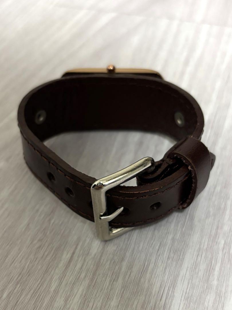 Brown Leather Winding Watch Colorful Numbers