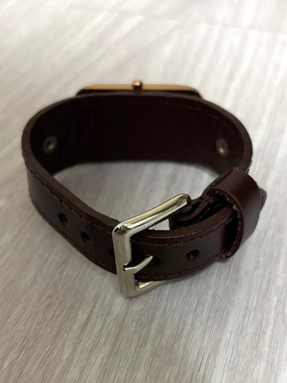 Brown Leather Winding Watch Colorful Numbers