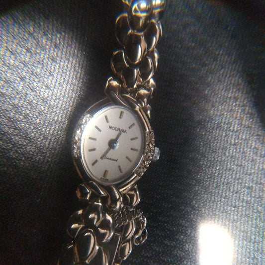 Rodania Winding Watch White Dial Metal and Leather Band