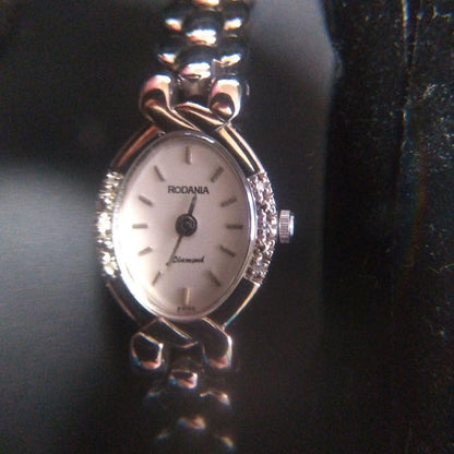 Rodania Winding Watch White Dial Metal and Leather Band