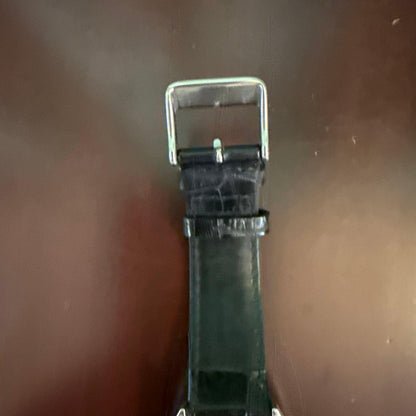 Automatic Winding Watch Skeleton Design Black Leather