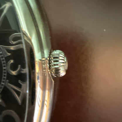 Automatic Winding Watch Skeleton Design Black Leather