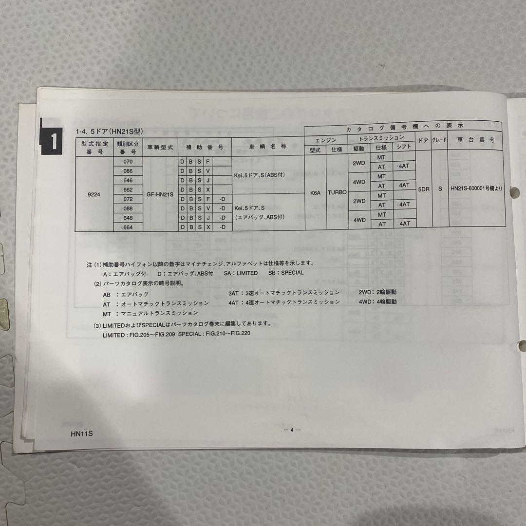 Suzuki Kei Parts Catalog HN11S HN21S 1999