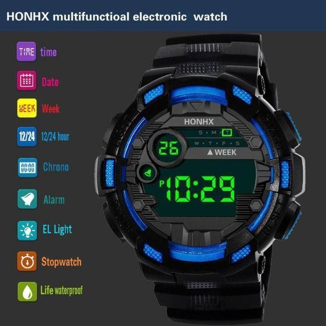 LED Multi-Functional Digital Watch Unisex & Kids Black/Blue