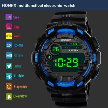 LED Multi-Functional Digital Watch Unisex & Kids Black/Blue