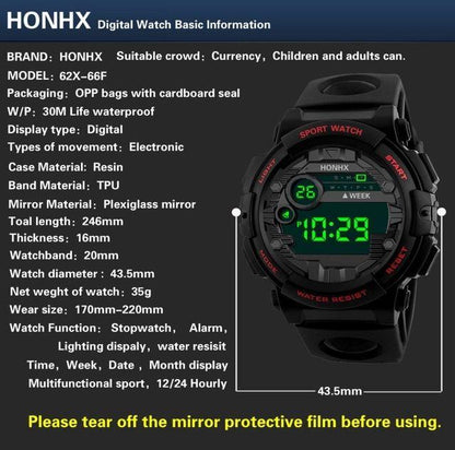 LED Multi-Functional Digital Watch Unisex & Kids Black/Blue