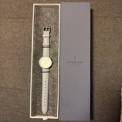 nordgreen Infinity-Gray Leather Watch  32mm/Silver