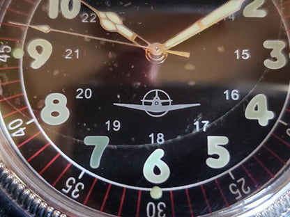 Analog Pocket Watch with Airplane Symbol Mark and Box Case