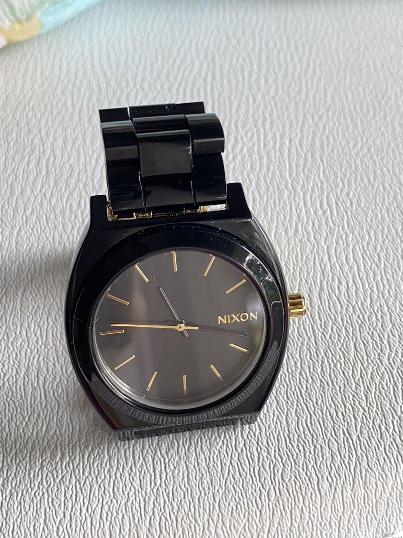 NIXON Black Watch Grey Dial Gold Hands