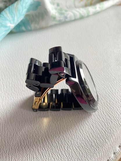 NIXON Black Watch Grey Dial Gold Hands