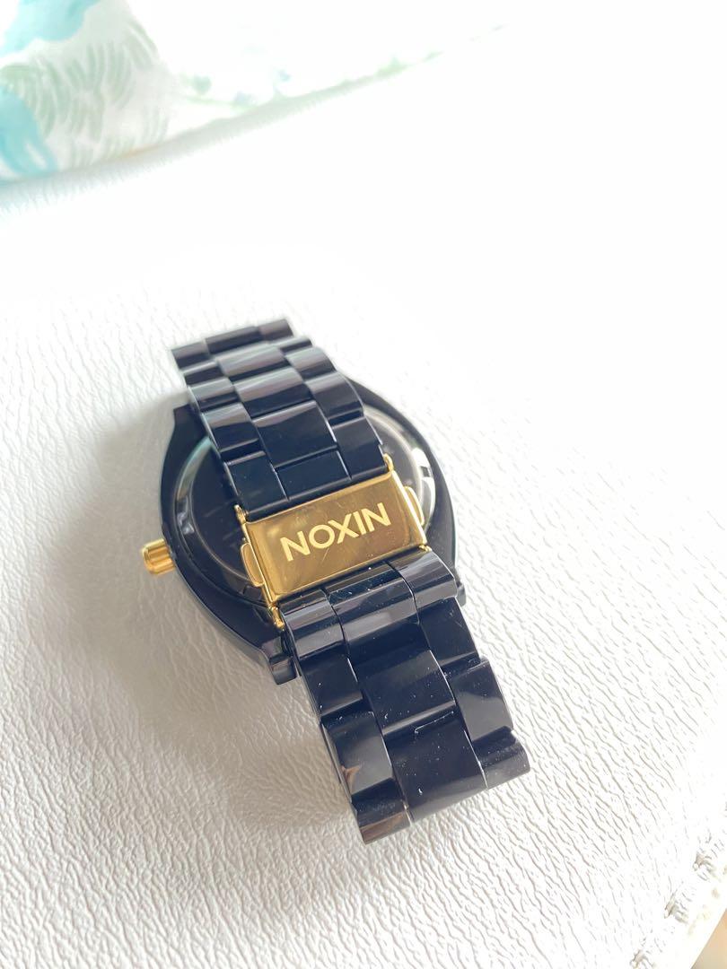 NIXON Black Watch Grey Dial Gold Hands