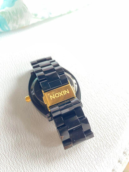 NIXON Black Watch Grey Dial Gold Hands