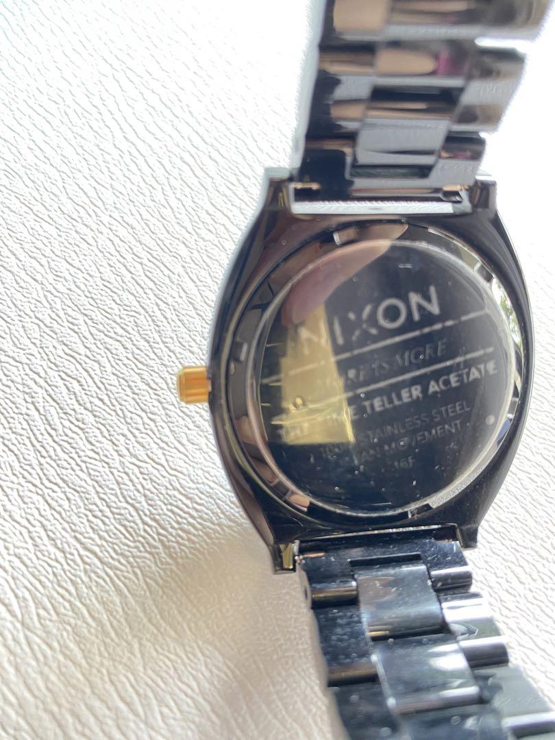 NIXON Black Watch Grey Dial Gold Hands