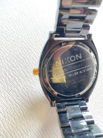 NIXON Black Watch Grey Dial Gold Hands