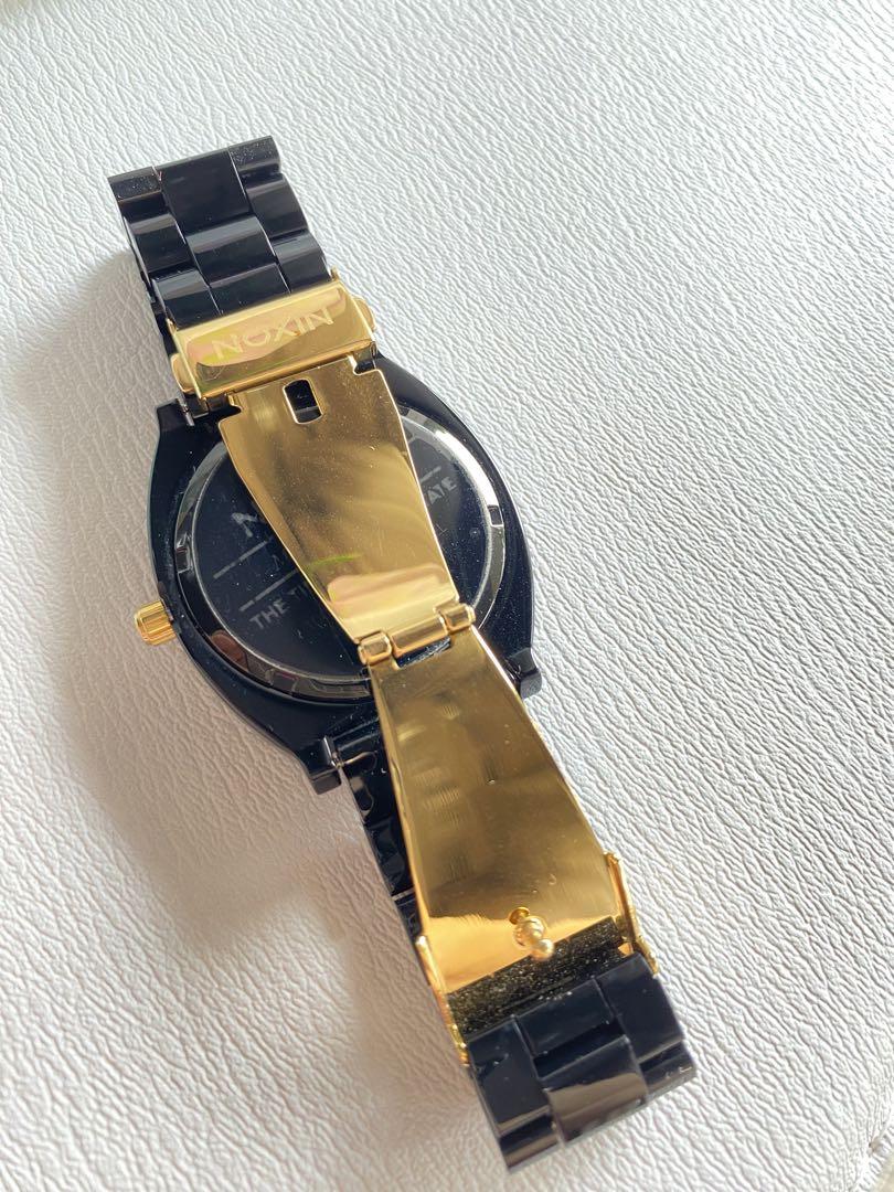 NIXON Black Watch Grey Dial Gold Hands