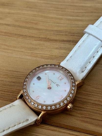 4 White Leather Watch