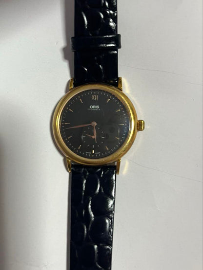 Oris Watch, Complete Product, Hand-Wound Watch Black Dial Gold