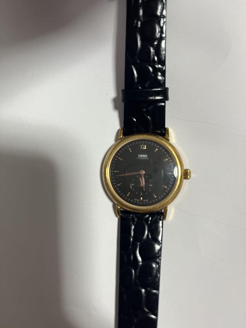 Oris Watch, Complete Product, Hand-Wound Watch Black Dial Gold