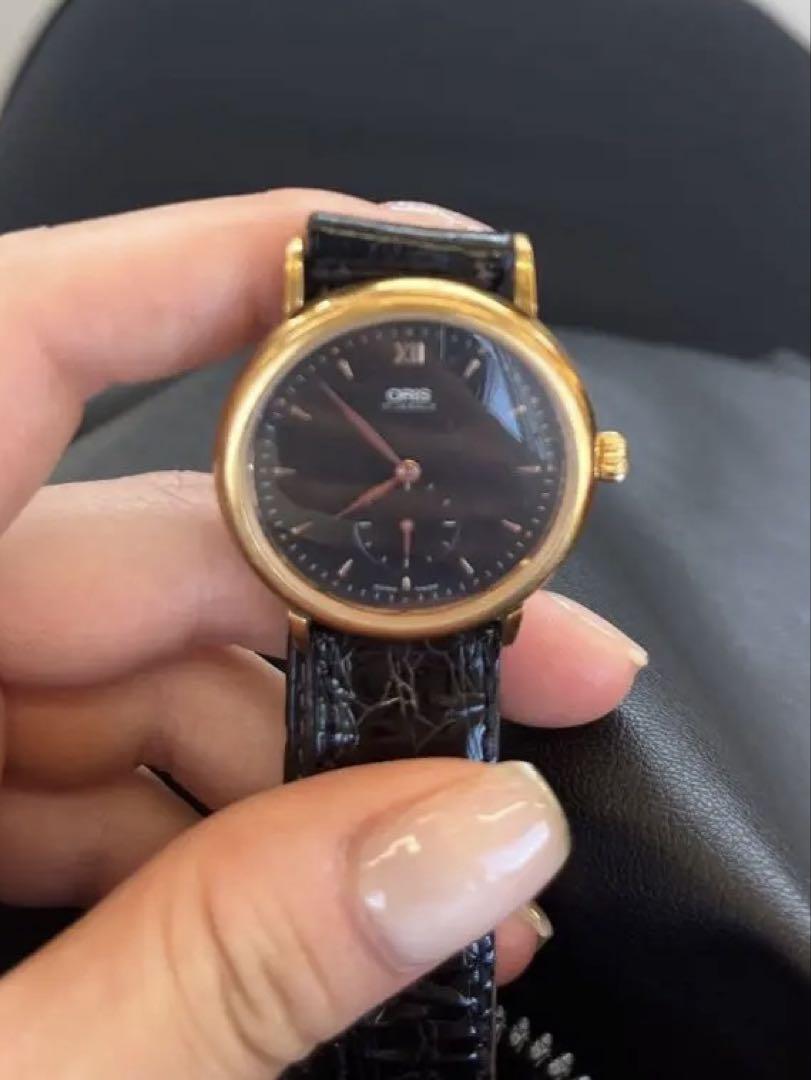 Oris Watch, Complete Product, Hand-Wound Watch Black Dial Gold