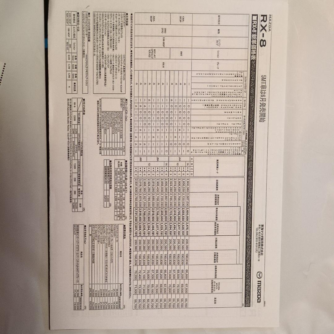Mazda RX-8 Catalog with Price List