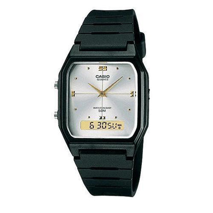 New CASIO Analog-Digital Black x Silver Face Watch