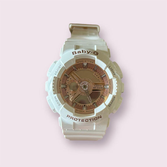 Baby-G Digital Watch White x Rose Gold