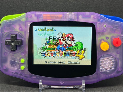 GBA IPS LCD: Clear Purple & AC Adapter & AAA Battery Type Battery