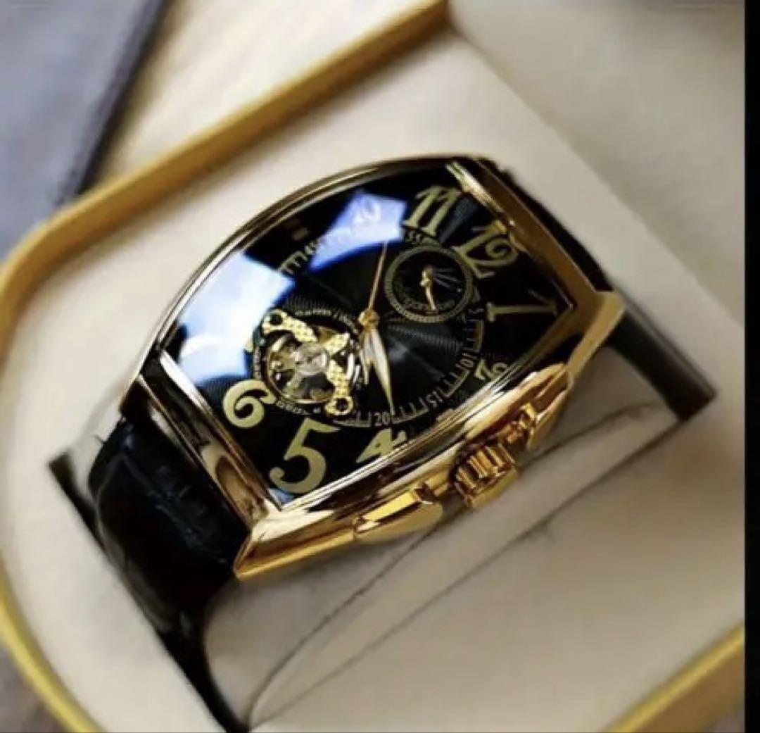 New Unworn Men's Watch Gold Black Automatic Watch
