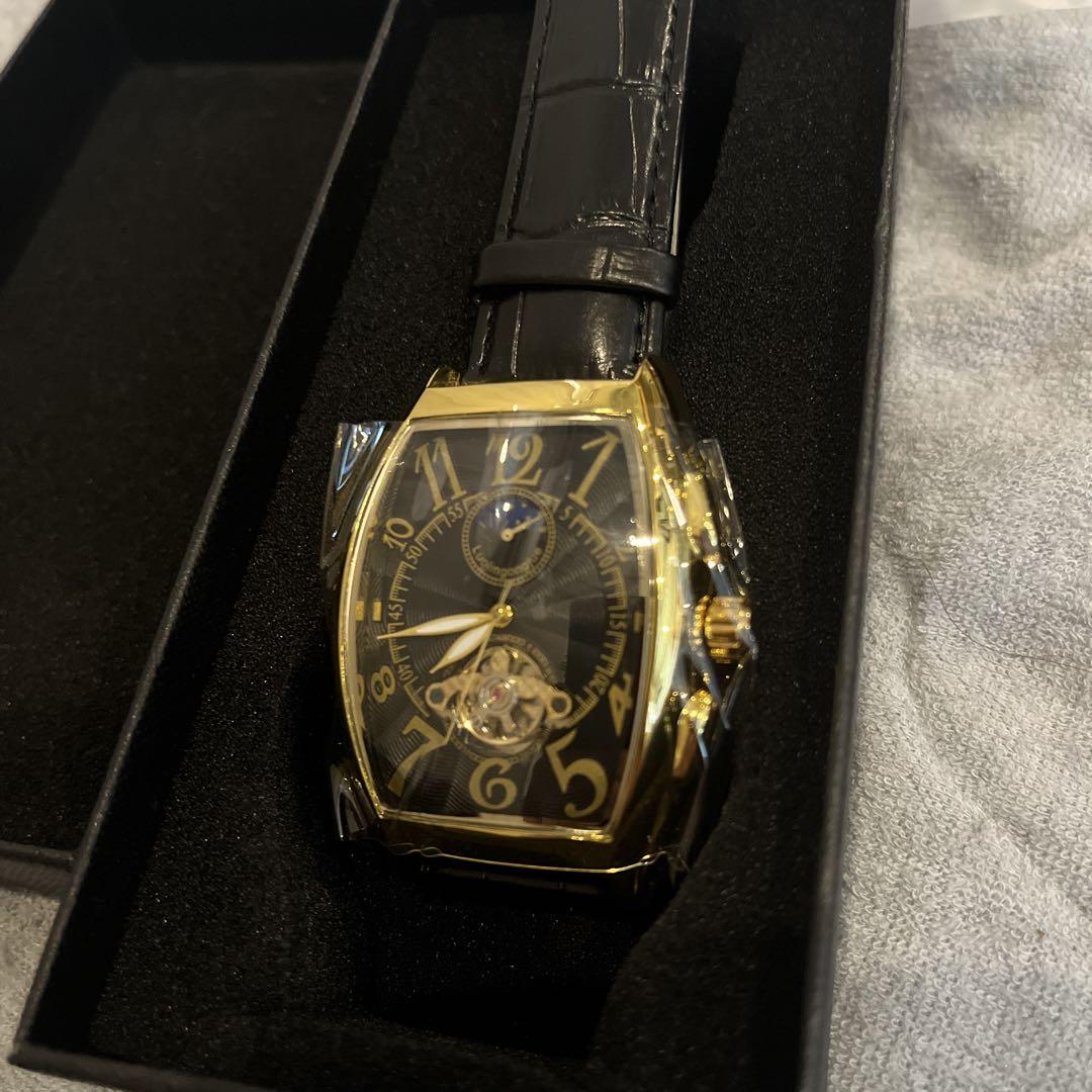 New Unworn Men's Watch Gold Black Automatic Watch