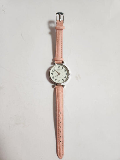Pink Leather Winding Watch