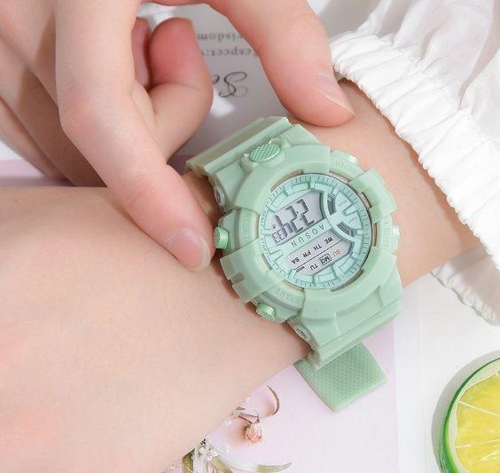 TEDONG Ladies Digital Watch with Multi-Function LED Green