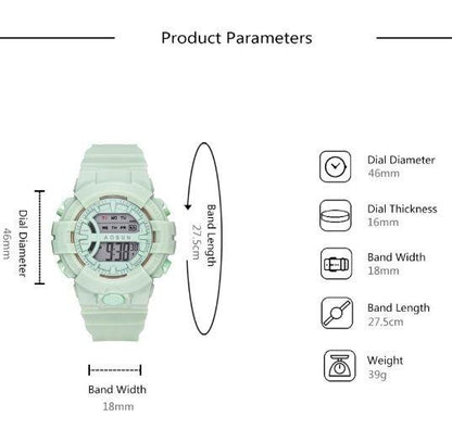 TEDONG Ladies Digital Watch with Multi-Function LED Green