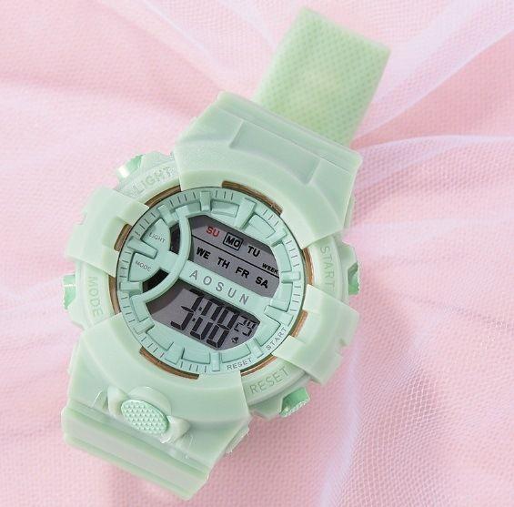 TEDONG Ladies Digital Watch with Multi-Function LED Green
