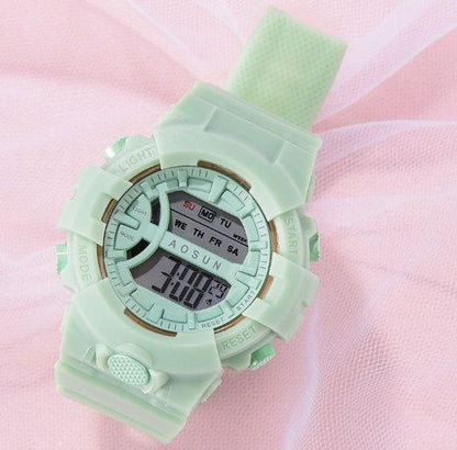 TEDONG Ladies Digital Watch with Multi-Function LED Green