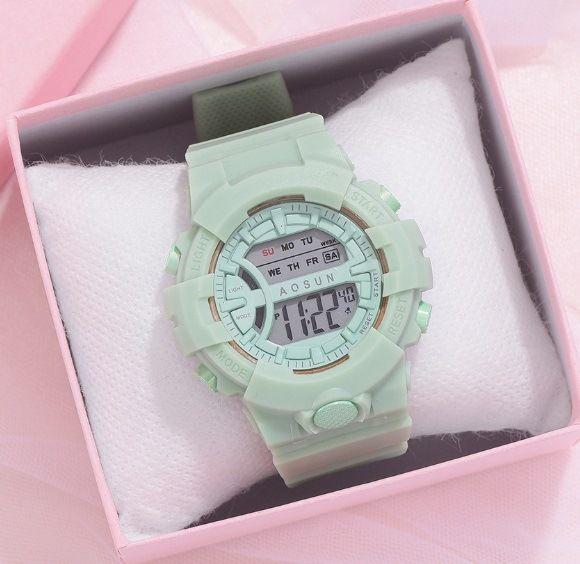 TEDONG Ladies Digital Watch with Multi-Function LED Green