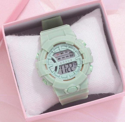 TEDONG Ladies Digital Watch with Multi-Function LED Green
