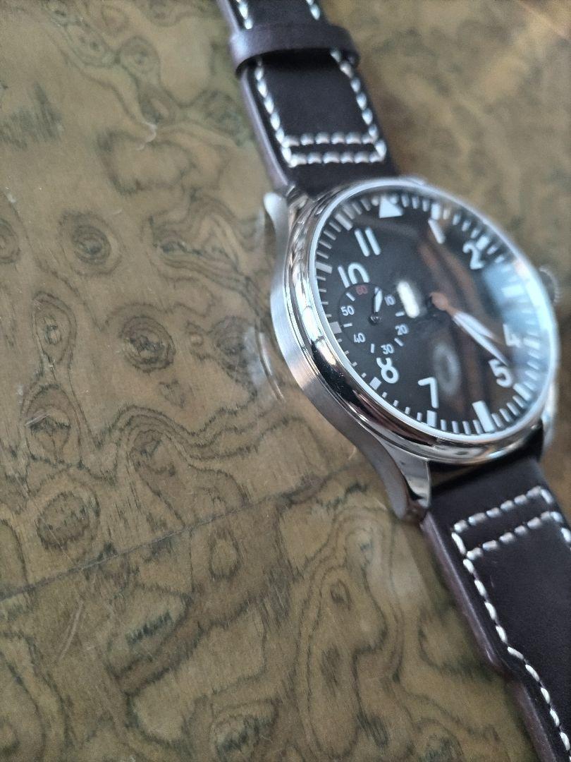 Pilot Military Style Winding Watch Black White 44mm Convertible