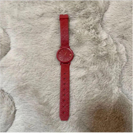 Red Rubber Strap Watch 10atm Water Resistant