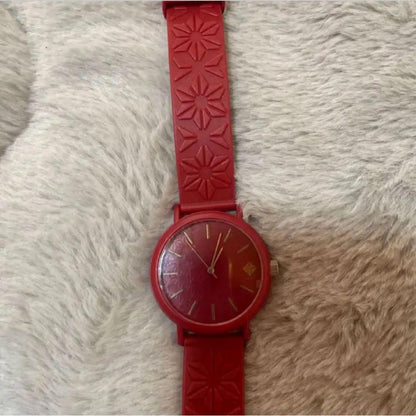 Red Rubber Strap Watch 10atm Water Resistant