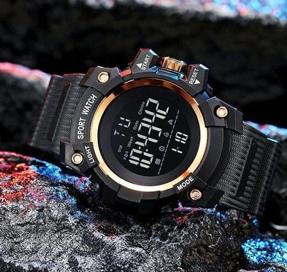 New Digital Watch with Multiple Functions Black/Gold Unisex