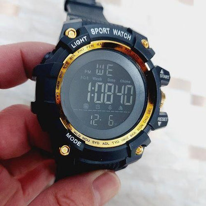 New Digital Watch with Multiple Functions Black/Gold Unisex