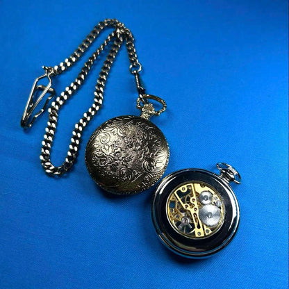 Mechanical and Battery Quartz Pocket Watch 2-Piece Set